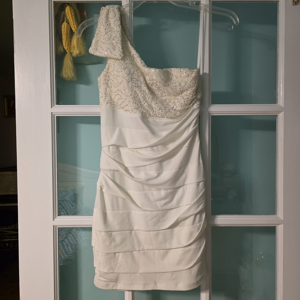 City Triangles Ivory One-Shoulder Dress